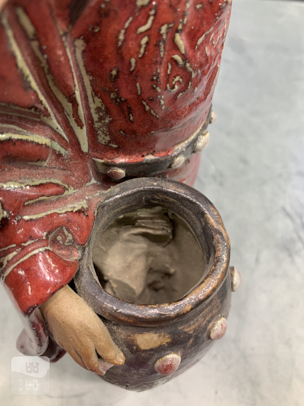 清晚期红釉太白醉酒塑像 - 图12
